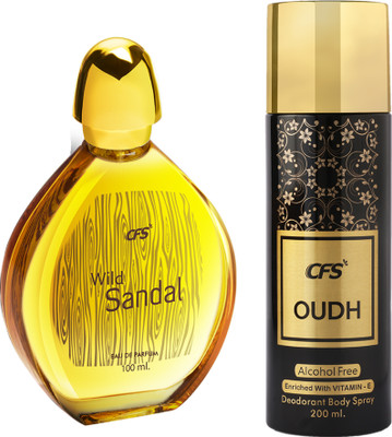 CFS Wild Sandal EDP Long Lasting Perfume & Oudh Black Deodorant Body Spray(2 Items in the set)