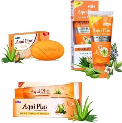 HAPDCO AQUI PLUS CREAM WITH SOAP AND FACEWASH (3 ITEM SET) 165 GM(3 Items in the set)