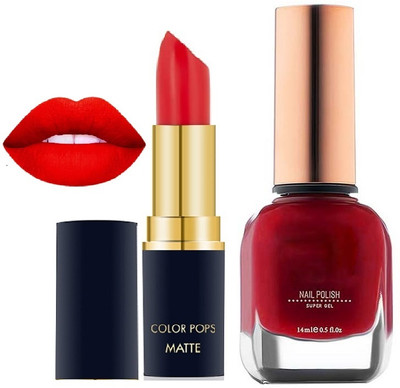 HUZURLU Waterproof and Full-Pigmented, Transfer-Proof Lipstick With Quick Drying Long Lasting Nail Polish(2 Items in the set)