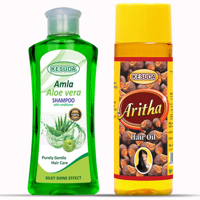 KESUDA Aloevera Amla Shampoo with Pure Ritha ( Soap Nut ) oil(2 Items in the set)