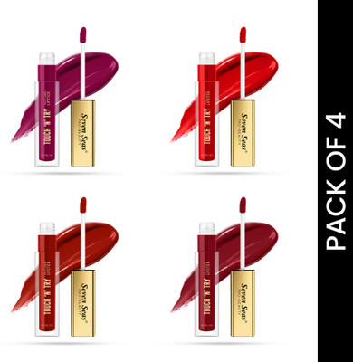 Seven Seas TOUCH 'N' TRY Velvet Liquid Lipstick | Non-Transfer Long Lasting Liquid Lipstick(4 Items in the set)
