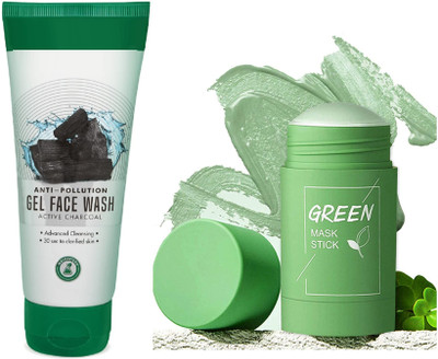 GABBU Cleansing Mask Mud Apply Mask, Green Tea Facial Detox Face Wsah(2 Items in the set)
