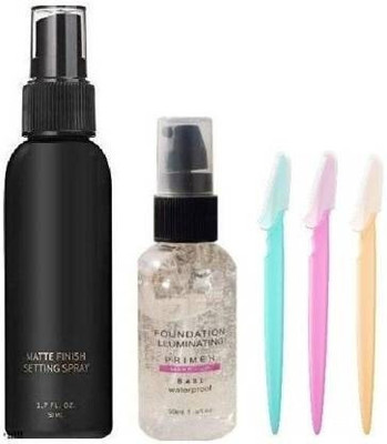 wryak MAKEUP COMBO KIT/EYEBROW RAZOR KIT,1 PRIMER, 1 FIXER, 1 EYEBROWS RAZOR(3 Items in the set)