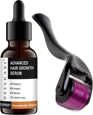 NEELHARI Advanced Serum - Redensyl, Anagain, Rosemary, Biotin for Hair Growth with Derma Roller(2 Items in the set)