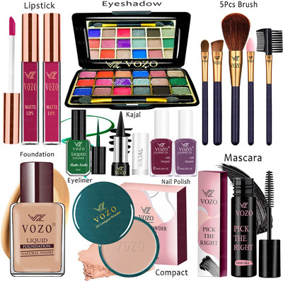 VOZO Makeup Combo Kit One-stop Beauty Package for Beginners and Professionals 343(15 Items in the set)