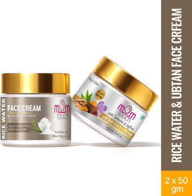 mom touch Ubtan Tan Removal Cream for Natural Glow & Rice Water Day & Night Cream for Dark Spots & Glass Skin | 50g + 50g (Pack of 2)(2 Items in the set)