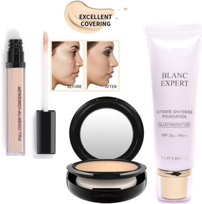 Latixmat Full Coverage Concealer with Waterproof Oil Free Matte Expert Foundation And Pressed Compact(3 Items in the set)