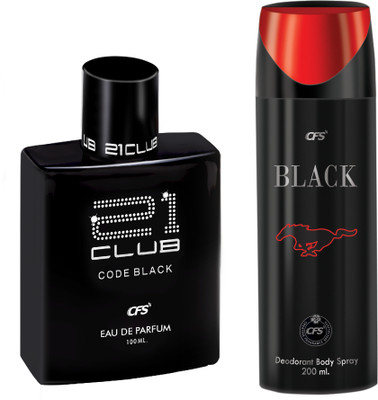 CFS 21 Code Black EDP Long Lasting Perfume & Black Deodorant Body Spray(2 Items in the set)