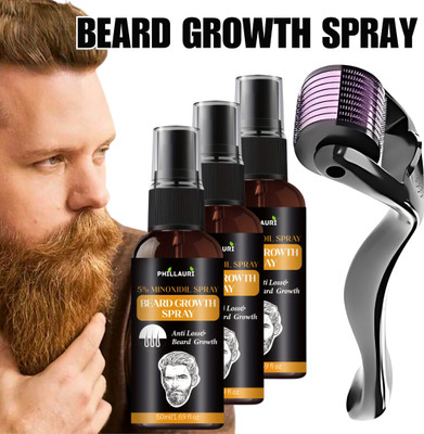 Phillauri Oil Spray, 50 ml | Non-Sticky, Light Beard Oil for Men with Derma roller 0.5mm(3 Items in the set)