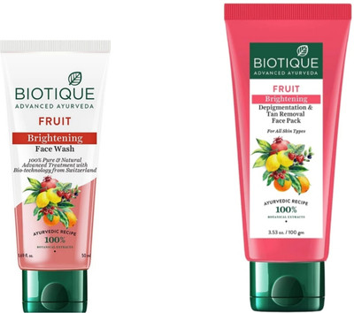 BIOTIQUE Fruit Face Wash 50 ML & Fruit Face Pack 100 ML(2 Items in the set)