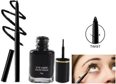 Luster Shine Smudge Proof Eyeliner & Matte Finish Crayon Kajal(2 Items in the set)