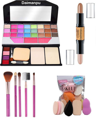 DAIMANPU 6155 Double Layered Makeup Combo Kit, Contour Stick, Brush Sets and Beauty Blender Set(4 Items in the set)