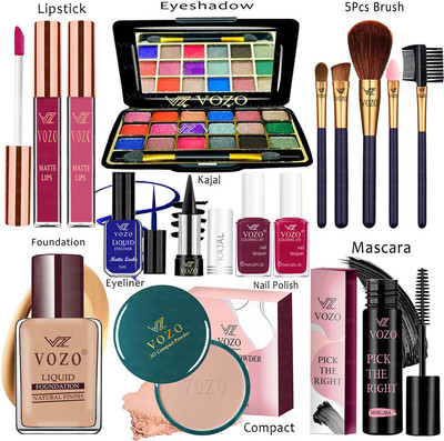 VOZO Makeup Combo Kit One-stop Beauty Package for Beginners and Professionals 294(15 Items in the set)