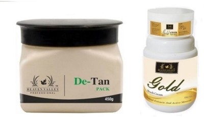 Heaven Valley Professional De-Tan CLEANSER PACK 450gm + Gold Bleach Cream 1 Kg(2 Items in the set)