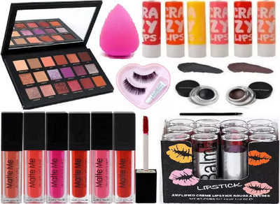 SUBHMUN LIP + FACE MAKEUP COMBO 6 PCS MINI LIPSTICK & EYELASHES WITH GLUE & GEL EYELINER & 12 PCS LIIP BALM & EYESHADOW PALETTE(30 Items in the set) SUBHMUN LIP + FACE MAKEUP COMBO 6 PCS MINI LIPSTICK & EYELASHES WITH GLUE & GEL EYELINER & 12 PCS LIIP BALM & EYESHADOW PALETTE(30 Items in the set)