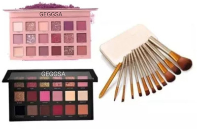 Geggsa 2 Eyeshadow Palette With Brown Brush Applicator(3 Items in the set)
