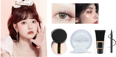 BLUEMERMAID BEST SET OF LOOSE POWDER TUBE FOUNDATION LINER & HIGHLIGHTER(4 Items in the set)