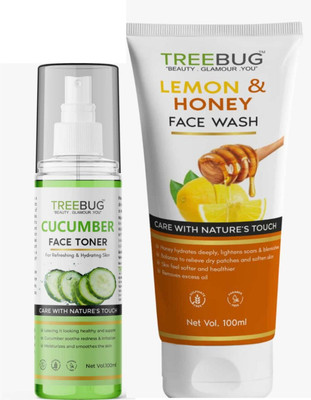 TREE BUG Cucumber Mist Toner 100ml || Lemon Honey Face Wash 100ml||(2 Items in the set)