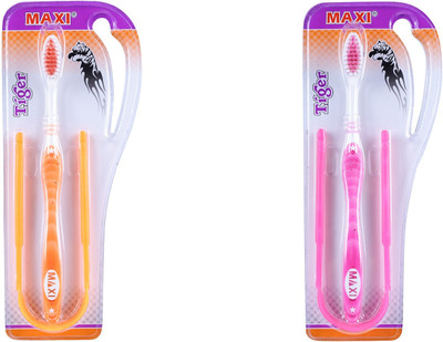 Maxi Tiger Toothbrush & Tongue Cleaner-Oral Hygiene Kit(2 Items in the set)