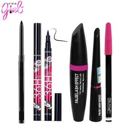 Pro Girl HDA64 Makeup Users 3 g Deep Black & 3in1 Beauty Eyeliner(5 Items in the set)