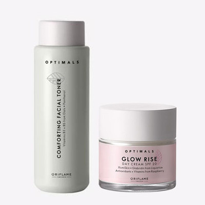 Oriflame Glow Rise Day Cream SPF 20 50 ml with OPTIMALS Comforting Facial Toner 150 ml(2 Items in the set)