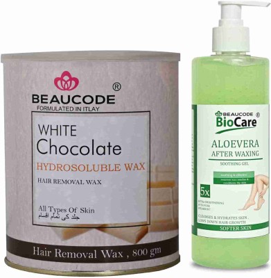Beaucode Professional Rica White Chocolate Hair Removing Wax 800 gm + Aloe Vera After Waxing Gel 500 ml ( Pack of 2 )(2 Items in the set)