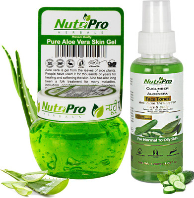 NutriPro Aloe Vera Skin Gel & Cucumber & Aloevera Face Toner| With Natural Ingredients(2 Items in the set)