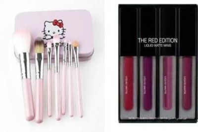 Mcmillan MATTE MINI LIPSTICK + 7 PC. PINK POFESSIONAL MAKEP BRUSH SET(2 Items in the set)