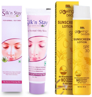 SBL SILK N STAY ALOEVERA CREAM & SUNSCREEN LOTION(2 Items in the set)