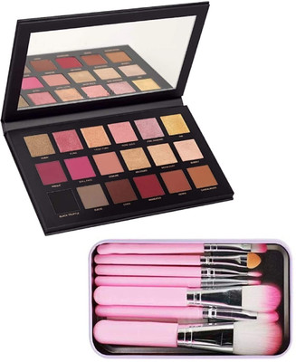 GLOW FIRST Professional Eye Makeup 18 Color Rose Gold Edition Eyeshadow Palette Metallic Finish(7 Items in the set)