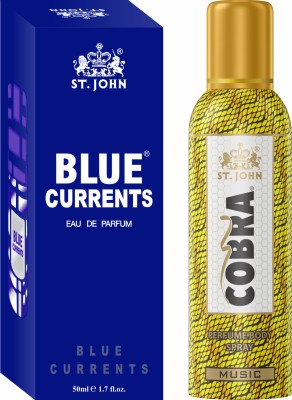 ST-JOHN Cobra Deo No Gas Music Deodorant Body Spray (100ML) and Blue Current 50ML Perfume(2 Items in the set)