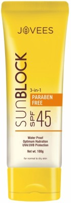 JOVEES Sunscreen - SPF 45 PA+++ SUNBLOCK 3-in-1 SPF 45 100g(100 g)