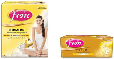 Fem Turmeric Body Bleach & Gold Professional Facial Kit(2 Items in the set)