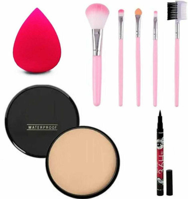 lately COMPACT 36H EYELINER WITH MAKE UP 5 PCS BRUSH+PUFF(4 Items in the set)