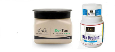 Heaven Valley Professional De-Tan CLEANSER SCRUB Blackhead Removal Scrub 450g + Milk Protein Bleach Cream(2 Items in the set) Heaven Valley Professional De-Tan CLEANSER SCRUB Blackhead Removal Scrub 450g + Milk Protein Bleach Cream(2 Items in the set)