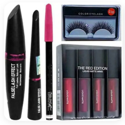 MISTY ALLE Eye LASH MASCARA KAJAL EYELINER WITH 4 Lipsticks Q3(8 Items in the set)
