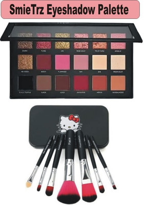 SMIETRZ Mini Makeup Brush (Pack of 7) & Colours matte Textured Eyeshadow palette E10(8 Items in the set)