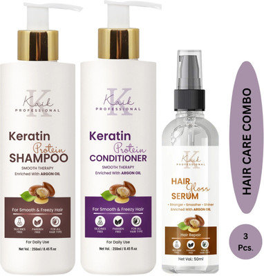 KAIK PROFESSIONAL KAIK Keratin Shampoo With Keratin Conditioner & Professional Hair Gloss Serum ( 3 Items In The Set)(3 Items in the set)