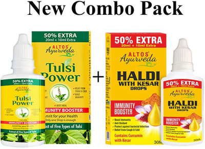 ALTOS AYURVEDA TULSI POWER 30ml + HALDI WITH KESAR DROPS 30ML COMBO PACK(2 Items in the set)