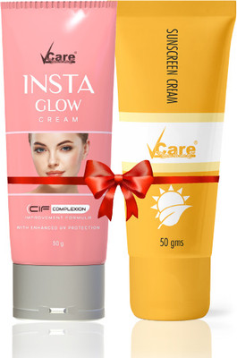 Vcare Insta glow Face Cream 50g & Sunscreen SPF30 Cream 50g Combo Pack(2 Items in the set)