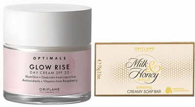 Oriflame Glow Rise Day Cream SPF 20 50 ml with Softening Creamy Soap Bar 100 g(2 Items in the set)