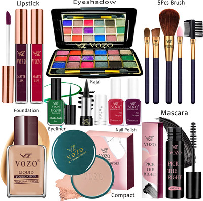 VOZO Makeup Combo Sets One-stop Beauty Package for Beginners and Professionals KT-75(15 Items in the set)