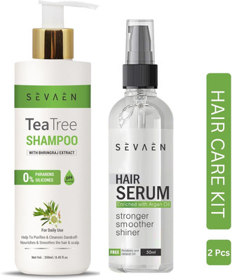 SEVAEN Tea Tree Shampoo and Professional Hair Serum for Hair smooth shine and Anti Dandruff shampoo(2 Items in the set)