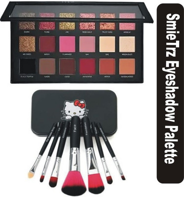 SMIETRZ Mini Makeup Brush (Pack of 7) & Colours matte Textured Eyeshadow palette E7(8 Items in the set)