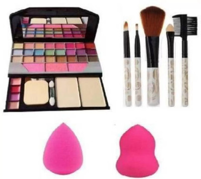 SHEFFO MAKE UP KIT with 2 soft PUFFS and MAKEUP BRUSHES set of 5(3 Items in the set)