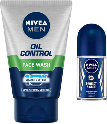 NIVEA Oil Control 100ml Fw and Protect and care Male 50ml Roll On set of 2(2 Items in the set)