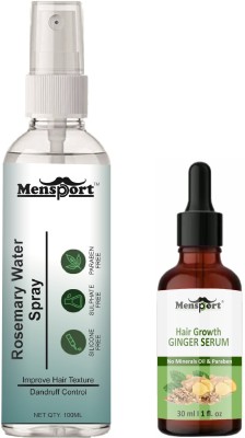 Mensport Rosemary Water Hair Spray 100ml & Hair Growth Ginger Serum 30ml(2 Items in the set)