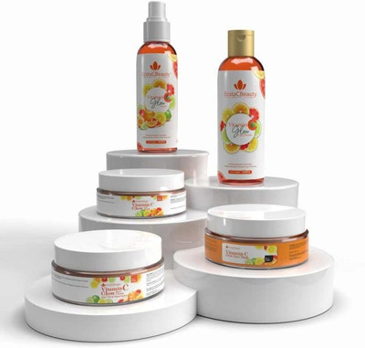 EcstaCBeauty 5 Steps VitraminC Glow Anti Tan & Anti Pigementation Kit (190GM)(5 Items in the set)