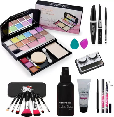 SUBHMUN 5024 TYA eyeshadow makeup kit,3D eyelash , 36H eyeliner and 3 in 1 Combo set and puff(8 Items in the set)