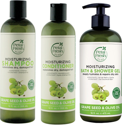 Petal Fresh Moisturizing Shampoo & Conditioner & Bath & Shower Gel Grape Seed & Olive Oil (355 Ml, 355 Ml, 475 Ml)(3 Items in the set)
